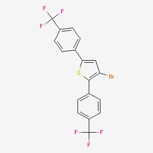 molecular formula C18H9BrF6S B13051605 3-Bromo-2,5-bis(4-(trifluoromethyl)phenyl)thiophene 