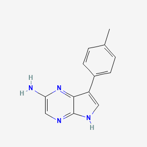 molecular formula C13H12N4 B13051625 7-(P-Tolyl)-5H-pyrrolo[2,3-B]pyrazin-2-amine 