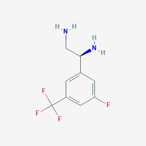 molecular formula C9H10F4N2 B13051707 (1S)-1-[5-Fluoro-3-(trifluoromethyl)phenyl]ethane-1,2-diamine 