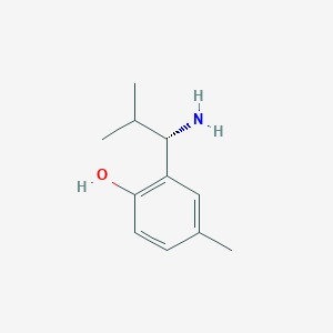 molecular formula C11H17NO B13051717 2-((1S)-1-Amino-2-methylpropyl)-4-methylphenol CAS No. 205878-66-6