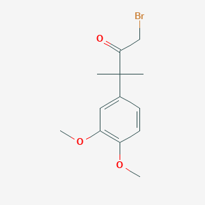 molecular formula C13H17BrO3 B13051755 1-Bromo-3-(3,4-dimethoxyphenyl)-3-methylbutan-2-one 