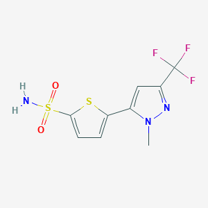 molecular formula C9H8F3N3O2S2 B1305189 5-[1-甲基-3-(三氟甲基)吡唑-5-基]-噻吩-2-磺酰胺 CAS No. 630111-78-3