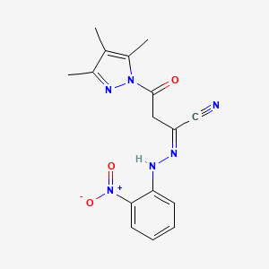 molecular formula C16H16N6O3 B13051923 (E)-N-(2-nitrophenyl)-2-oxo-2-(3,4,5-trimethyl-1H-pyrazol-1-yl)ethanecarbohydrazonoylcyanide 