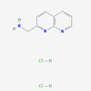 molecular formula C9H11Cl2N3 B13051942 1,8-Naphthyridin-2-ylmethanamine dihydrochloride 