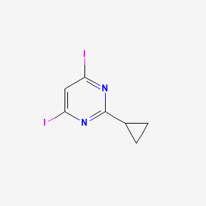 molecular formula C7H6I2N2 B13051944 2-Cyclopropyl-4,6-diiodopyrimidine 