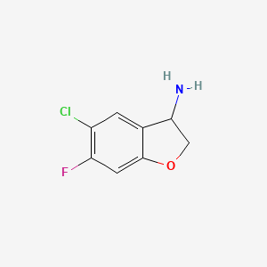 molecular formula C8H7ClFNO B13051945 5-Chloro-6-fluoro-2,3-dihydro-1-benzofuran-3-amine 