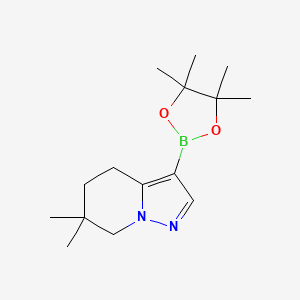 molecular formula C15H25BN2O2 B13051979 6,6-Dimethyl-3-(4,4,5,5-tetramethyl-1,3,2-dioxaborolan-2-YL)-4,5,6,7-tetrahydropyrazolo[1,5-A]pyridine CAS No. 2304635-46-7