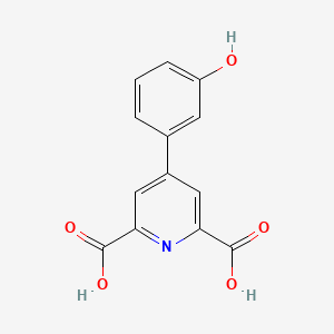 molecular formula C13H9NO5 B13052033 4-(3-Hydroxyphenyl)pyridine-2,6-dicarboxylic acid 