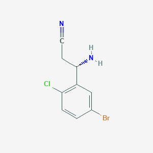 molecular formula C9H8BrClN2 B13052058 (3S)-3-Amino-3-(5-bromo-2-chlorophenyl)propanenitrile 