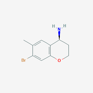 molecular formula C10H12BrNO B13052087 (S)-7-Bromo-6-methylchroman-4-amine 