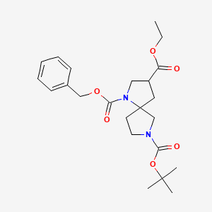 molecular formula C23H32N2O6 B13052169 1-Benzyl 7-(tert-butyl) 3-ethyl 1,7-diazaspiro[4.4]nonane-1,3,7-tricarboxylate CAS No. 2089648-65-5