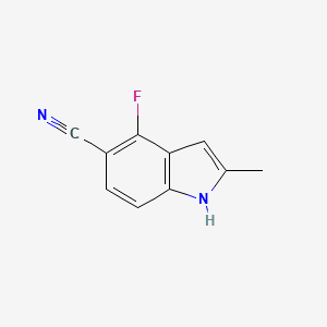 molecular formula C10H7FN2 B13052229 4-fluoro-2-methyl-1H-indole-5-carbonitrile 