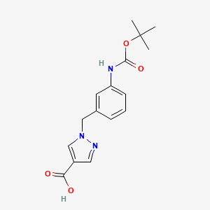 molecular formula C16H19N3O4 B13052300 1-(3-((Tert-butoxycarbonyl)amino)benzyl)-1H-pyrazole-4-carboxylic acid 