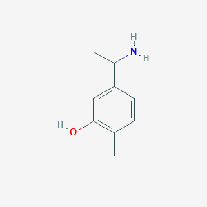 molecular formula C9H13NO B13052319 5-(1-Aminoethyl)-2-methylphenol 