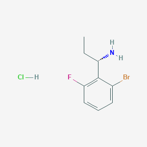 molecular formula C9H12BrClFN B13052346 (R)-1-(2-Bromo-6-fluorophenyl)propan-1-amine hcl 