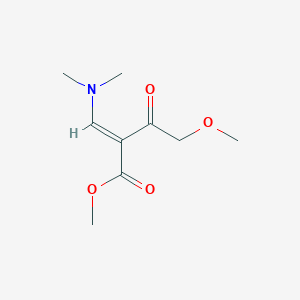 molecular formula C9H15NO4 B13052561 Methyl 4-methoxy-2-dimethylaminomethylene-3-oxobutanoate 