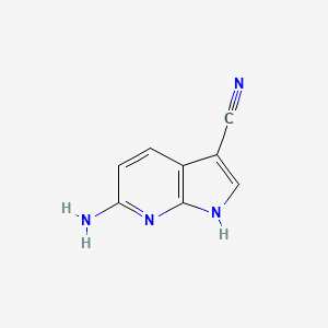 molecular formula C8H6N4 B13052623 6-amino-1H-pyrrolo[2,3-b]pyridine-3-carbonitrile 