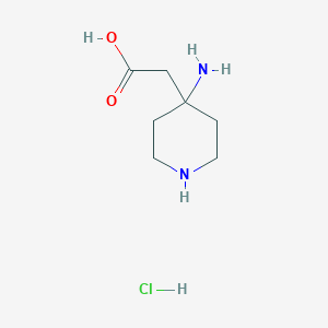 molecular formula C7H15ClN2O2 B13052713 2-(4-Aminopiperidin-4-YL)aceticacidhcl 