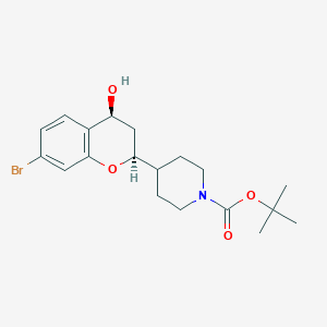 molecular formula C19H26BrNO4 B13052737 tert-butyl4-((2R,4R)-7-bromo-4-hydroxychroman-2-yl)piperidine-1-carboxylate 