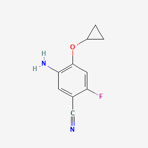 molecular formula C10H9FN2O B13052847 5-Amino-4-cyclopropoxy-2-fluorobenzonitrile 