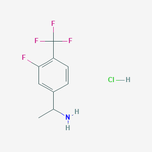 molecular formula C9H10ClF4N B13052873 1-(3-Fluoro-4-(trifluoromethyl)phenyl)ethan-1-amine hcl 