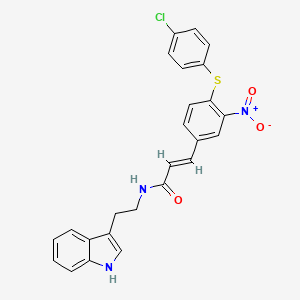 molecular formula C25H20ClN3O3S B13053002 (E)-3-[4-(4-chlorophenyl)sulfanyl-3-nitrophenyl]-N-[2-(1H-indol-3-yl)ethyl]prop-2-enamide 