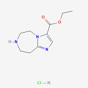 molecular formula C10H16ClN3O2 B13053007 Ethyl 6,7,8,9-tetrahydro-5H-imidazo[1,2-D][1,4]diazepine-3-carboxylate hcl 