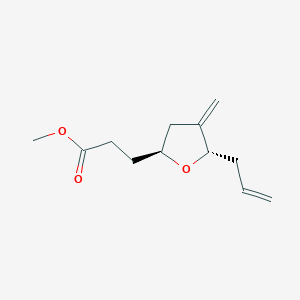 molecular formula C12H18O3 B13053017 Methyl 3-((2S,5S)-5-allyl-4-methylenetetrahydrofuran-2-YL)propanoate 