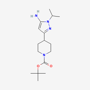 molecular formula C16H28N4O2 B13053074 Tert-butyl 4-(5-amino-1-isopropyl-1H-pyrazol-3-YL)piperidine-1-carboxylate 