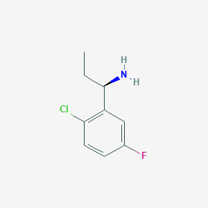 molecular formula C9H11ClFN B13053201 (R)-1-(2-Chloro-5-fluorophenyl)propan-1-amine 