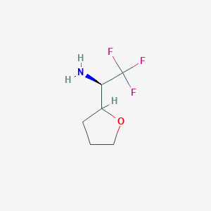 molecular formula C6H10F3NO B13053335 (1R)-2,2,2-Trifluoro-1-(tetrahydrofuran-2-YL)ethan-1-amine 