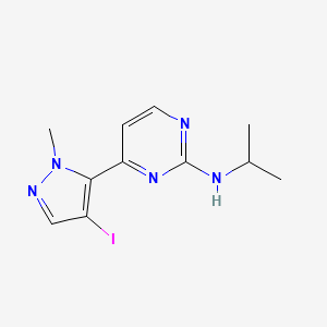 molecular formula C11H14IN5 B13053351 4-(4-Iodo-1-methyl-1H-pyrazol-5-YL)-N-isopropylpyrimidin-2-amine 