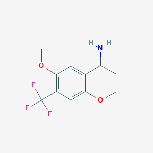 molecular formula C11H12F3NO2 B13053409 6-Methoxy-7-(trifluoromethyl)chroman-4-amine 