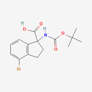 molecular formula C15H18BrNO4 B13053417 4-Bromo-1-((tert-butoxycarbonyl)amino)-2,3-dihydro-1H-indene-1-carboxylic acid CAS No. 2089650-09-7