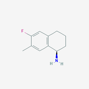 molecular formula C11H14FN B13053435 (R)-6-Fluoro-7-methyl-1,2,3,4-tetrahydronaphthalen-1-amine 