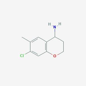 molecular formula C10H12ClNO B13053476 7-Chloro-6-methylchroman-4-amine 