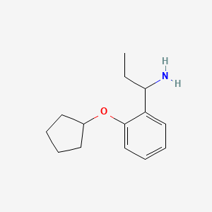 molecular formula C14H21NO B13053488 1-(2-Cyclopentyloxyphenyl)propylamine 