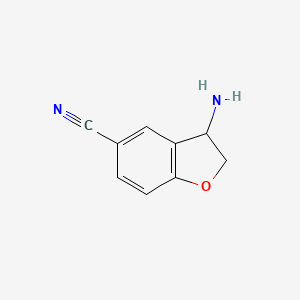 molecular formula C9H8N2O B13053543 (R)-3-Amino-2,3-dihydrobenzofuran-5-carbonitrile 