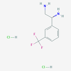 molecular formula C9H13Cl2F3N2 B13053561 (1R)-1-[3-(Trifluoromethyl)phenyl]ethane-1,2-diamine 2hcl 