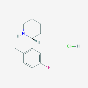 molecular formula C12H17ClFN B13053588 (R)-2-(5-Fluoro-2-methylphenyl)piperidine hcl 