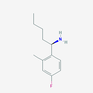 molecular formula C12H18FN B13053622 (R)-1-(4-Fluoro-2-methylphenyl)pentan-1-amine 