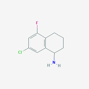 molecular formula C10H11ClFN B13053698 7-Chloro-5-fluoro-1,2,3,4-tetrahydronaphthalen-1-amine 