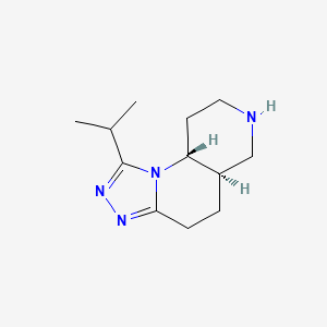 molecular formula C12H20N4 B13053742 (5AR,9AR)-1-Isopropyl-4,5,5A,6,7,8,9,9A-octahydro-[1,2,4]triazolo[4,3-A][1,6]naphthyridine 