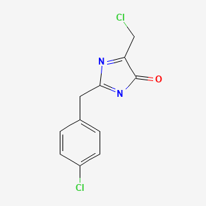 molecular formula C11H8Cl2N2O B13053757 2-(4-Chlorobenzyl)-5-(chloromethyl)-4H-imidazol-4-one 