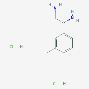 molecular formula C9H16Cl2N2 B13053770 (1R)-1-(3-Methylphenyl)ethane-1,2-diamine 2hcl 