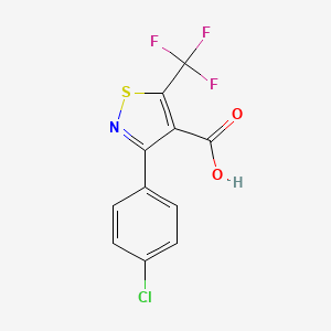 molecular formula C11H5ClF3NO2S B13053823 3-(4-Chlorophenyl)-5-(trifluoromethyl)isothiazole-4-carboxylic acid 