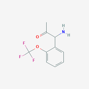 molecular formula C10H10F3NO2 B13053909 1-Amino-1-[2-(trifluoromethoxy)phenyl]acetone 