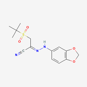 (Z)-N-(2H-1,3-benzodioxol-5-yl)-1-(2-methylpropane-2-sulfonyl)methanecarbohydrazonoylcyanide