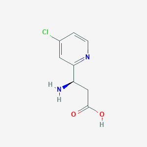 molecular formula C8H9ClN2O2 B13053955 (3R)-3-Amino-3-(4-chloropyridin-2-YL)propanoic acid 