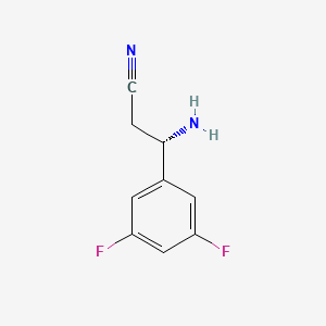 molecular formula C9H8F2N2 B13053962 (3S)-3-Amino-3-(3,5-difluorophenyl)propanenitrile 